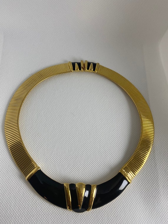 Monet Vintage Modernist Omega Choker Necklace-Bla… - image 7