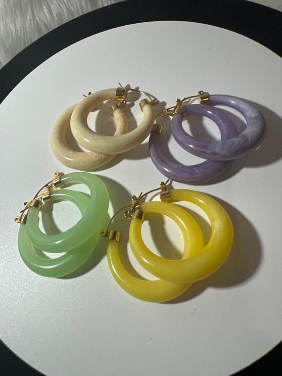 Joan Rivers Set Of 4 Gold Plate Lucite Hoops Earri