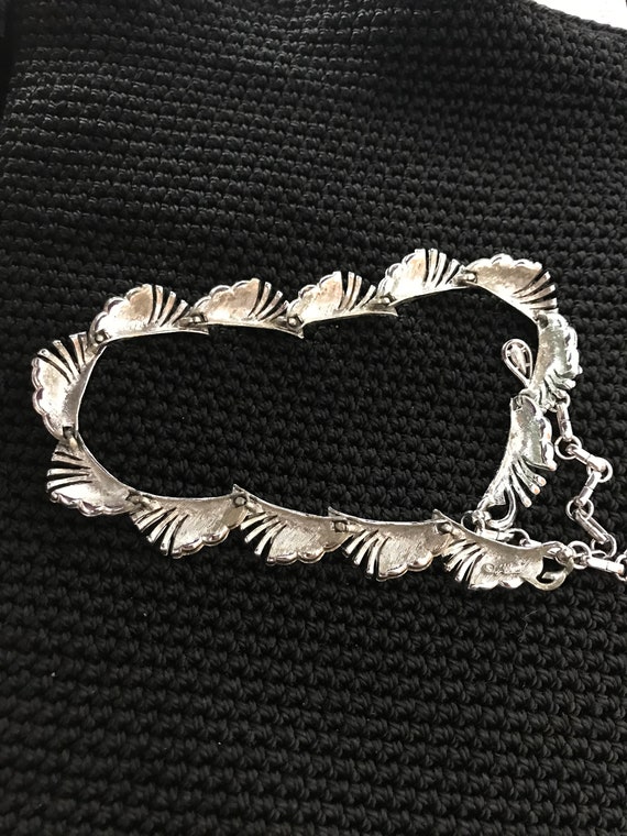 Vintage Coro Pegasus Collar Necklace-Silver Tone … - image 1