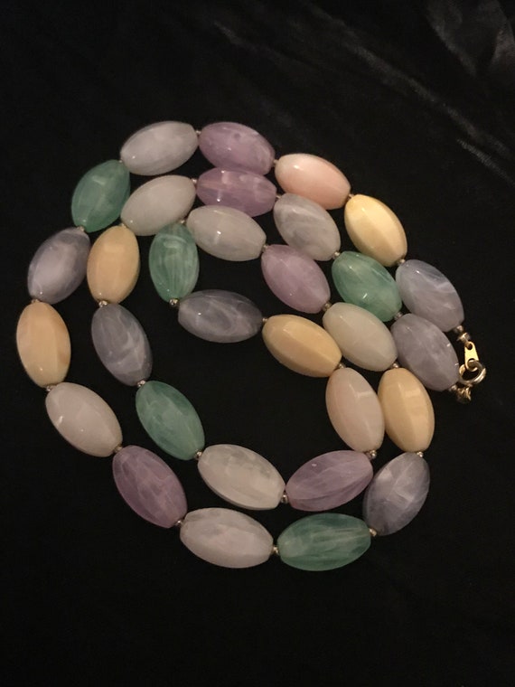 Vintage Swirl Pastel Lucite Beads Mod Necklace-Sp… - image 1