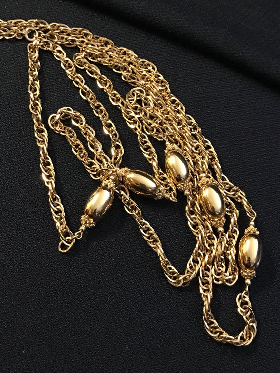 MONET Gold Tone Flapper Style, Long Chain Necklac… - image 6