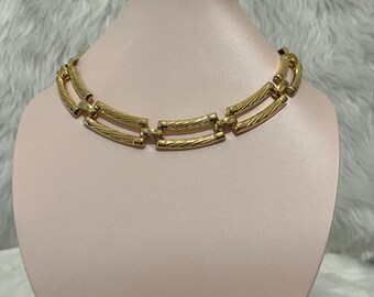 Vintage Gold Plated Tope Twist Collar Necklace-Rectangular Large Links