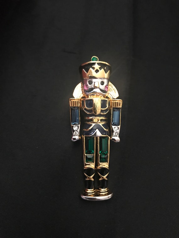 Vintage Monet Christmas Nutcracker Brooch Pin-Holi