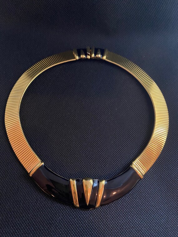 Monet Vintage Modernist Omega Choker Necklace-Bla… - image 2