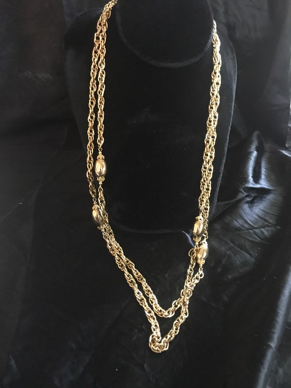 MONET Gold Tone Flapper Style, Long Chain Necklac… - image 10