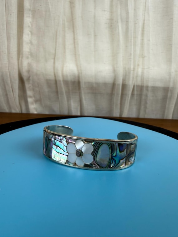 Mexican Alpaca Silver & Abalone Cuff Bracelet