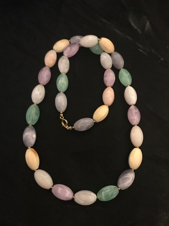 Vintage Swirl Pastel Lucite Beads Mod Necklace-Sp… - image 8