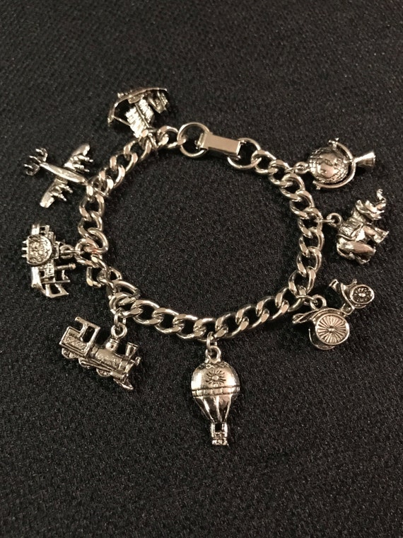 Charm Bracelet Silver Tone Travel-Transportation C