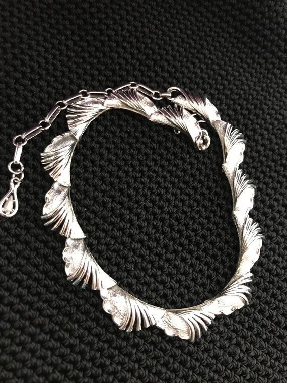 Vintage Coro Pegasus Collar Necklace-Silver Tone … - image 8