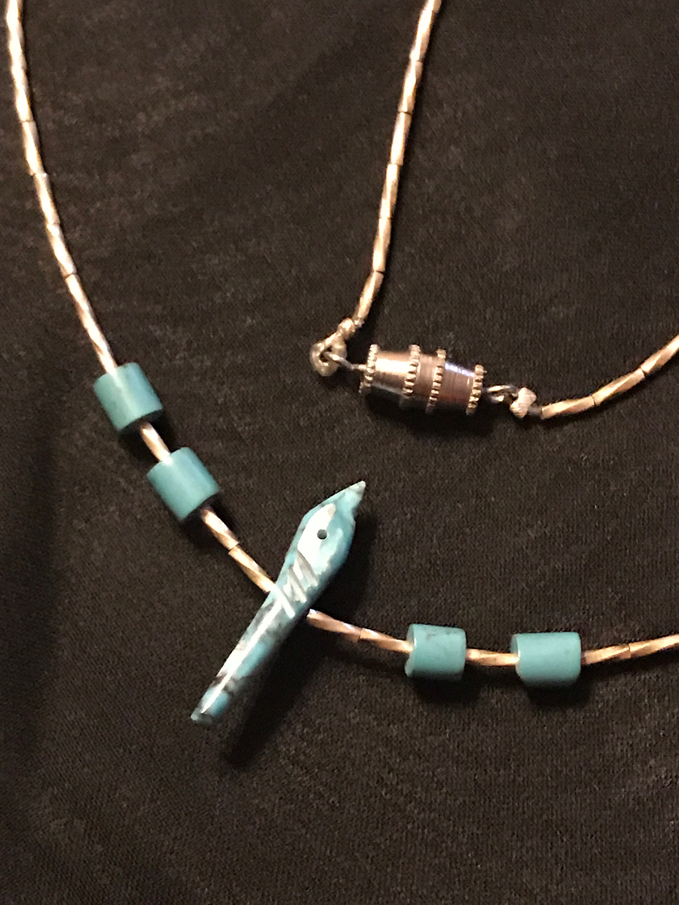 Vintage Native American Liquid Silver Turquoise Fetish