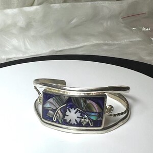 Vintage Alpaca Silver, Flower Bracelet, Turquoise Chips