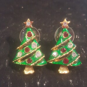 Vintage Christmas Tree Post Earrings.