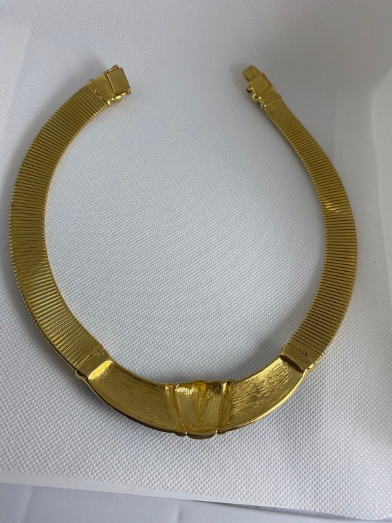 Monet Vintage Modernist Omega Choker Necklace-Bla… - image 4