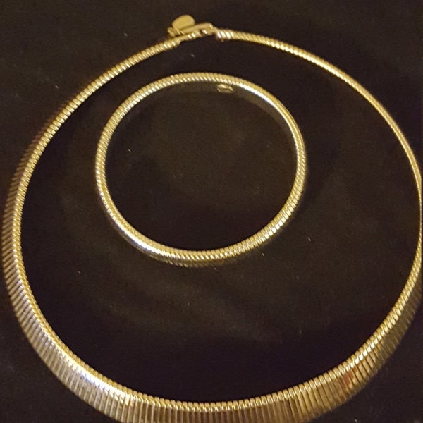 PARK LANE Omega Necklace & Bracelet Demi Set 1970S .