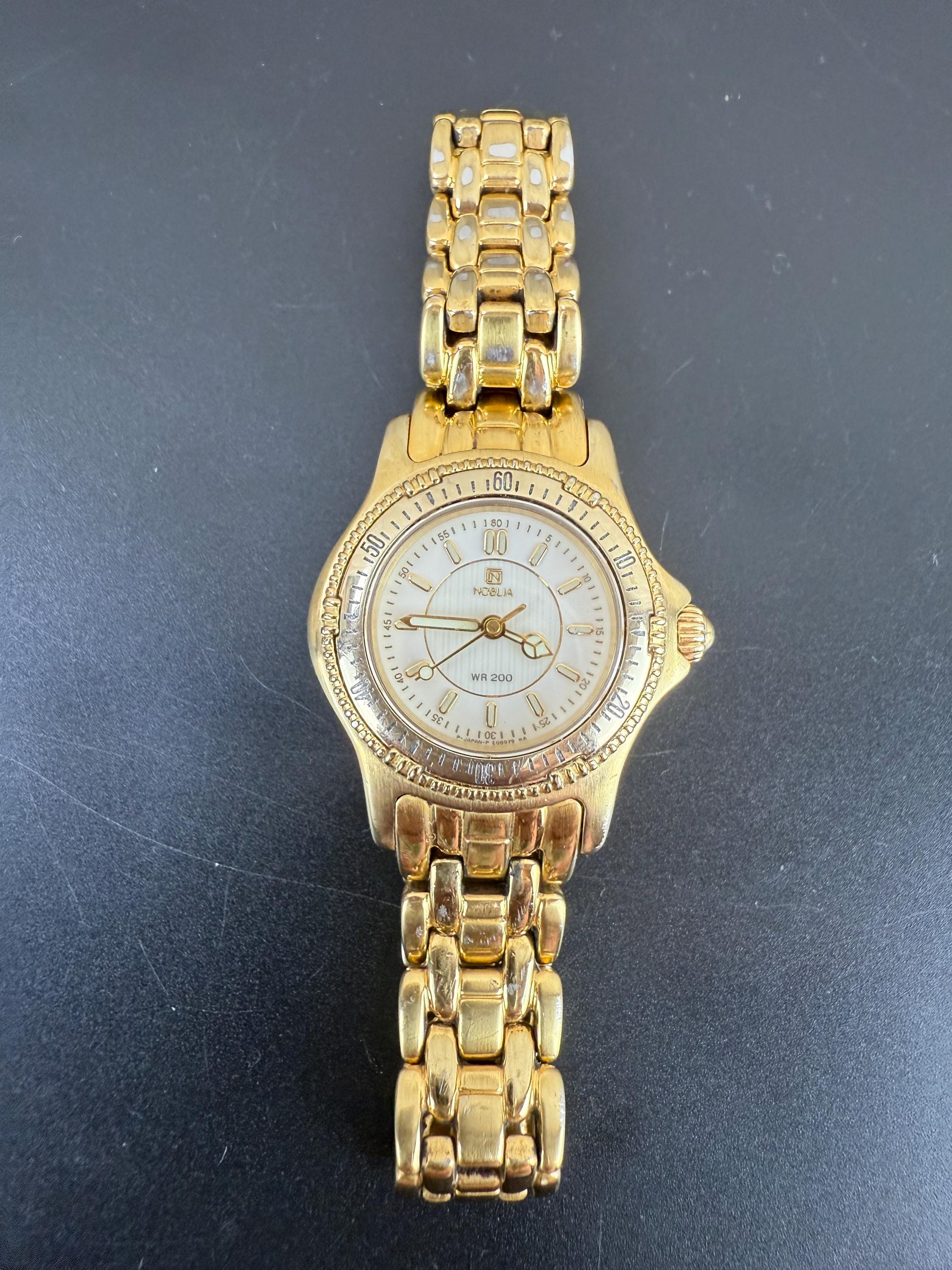 Noblia Watch 12 meter Women\'s Gold Tone Bracelet Blue Noblia Wristwatches | eBay main image 2