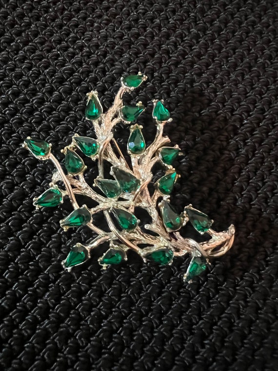 Vintage 11w 30th St Emerald Green Teardrop Rhines… - image 2