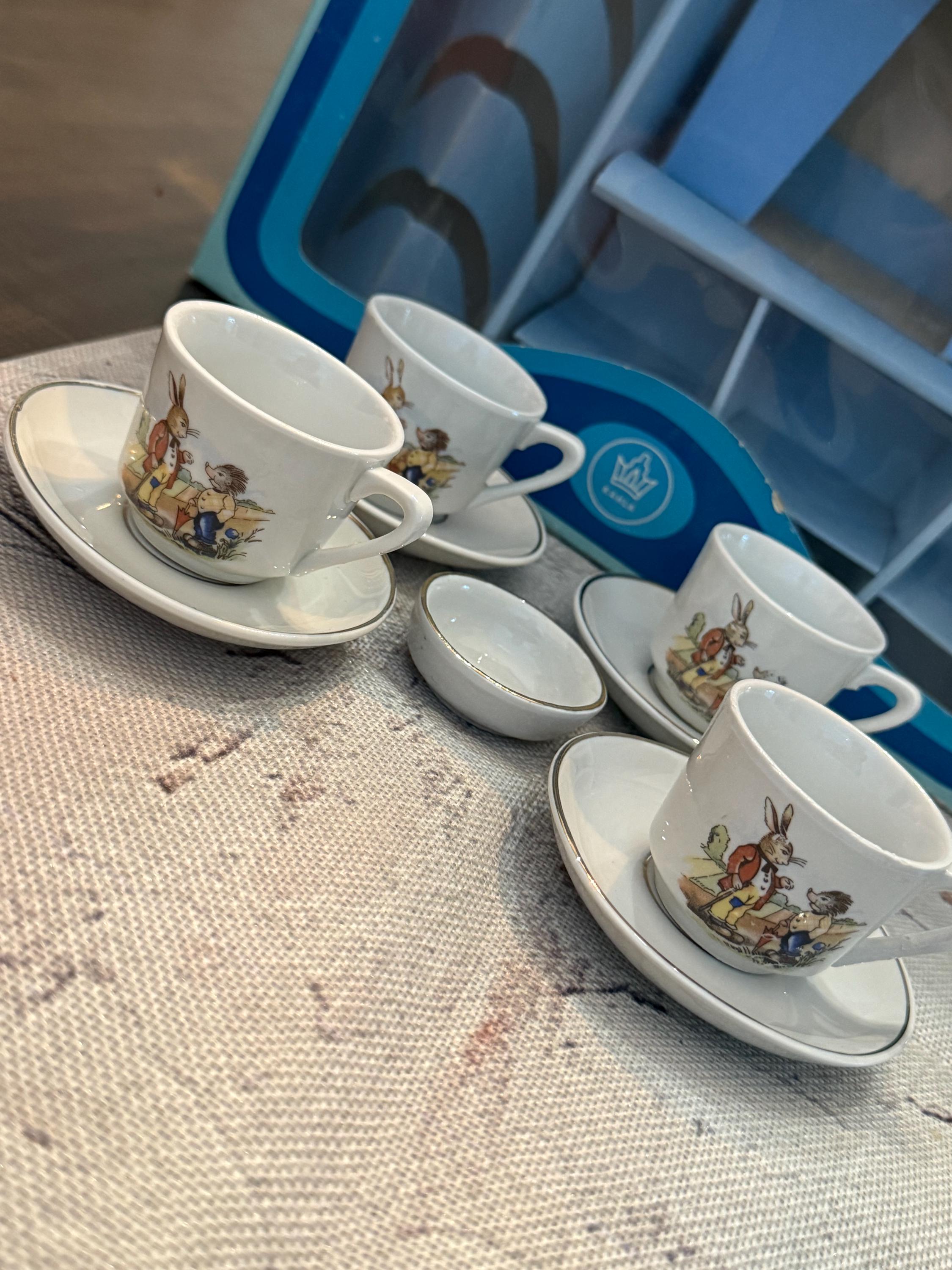 Vintage Kahla Children's Tea Set From GDR, Bunny and Hedgehog