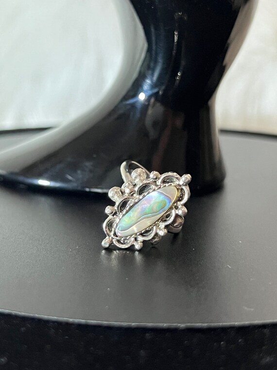 Vintage Abalone Adjustable Ring-Abalone Paua Shel… - image 2