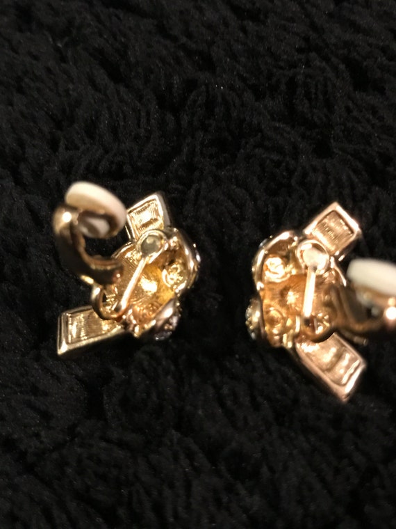 Swarovski Swan Logo Heart Knot Clip Earrings Vint… - image 3