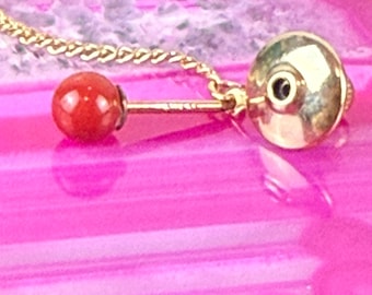 Vintage Gold Filled Carnelian Tie Tack | Red Stone | Mid Century Men’s Jewelry