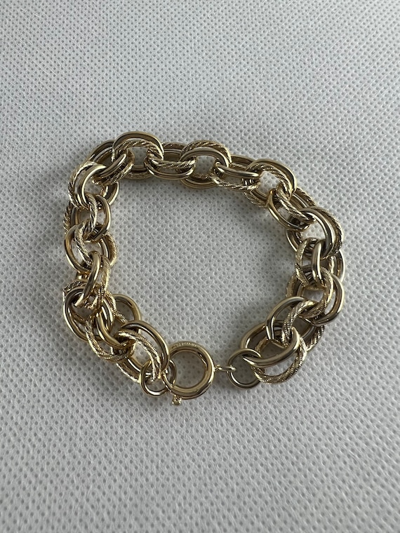 アクセサリー 60s German Vintage Double Chain Bracelet Double Link 5 Charm Bracelet Signed Germany Silvertone Retro