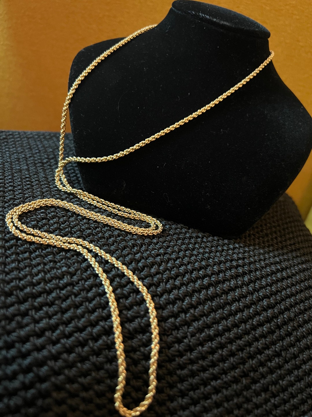 Gold Tone Rope Chain Jewelry 1980s long Etsy