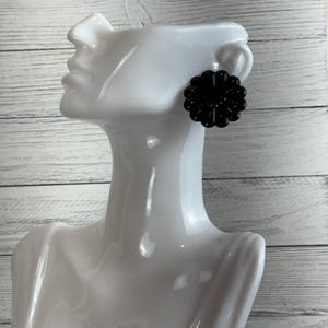 Vintage Black Enamel Clip Earrings