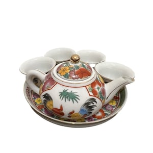 Chinese tea set W/Roosters, For Decoration Only