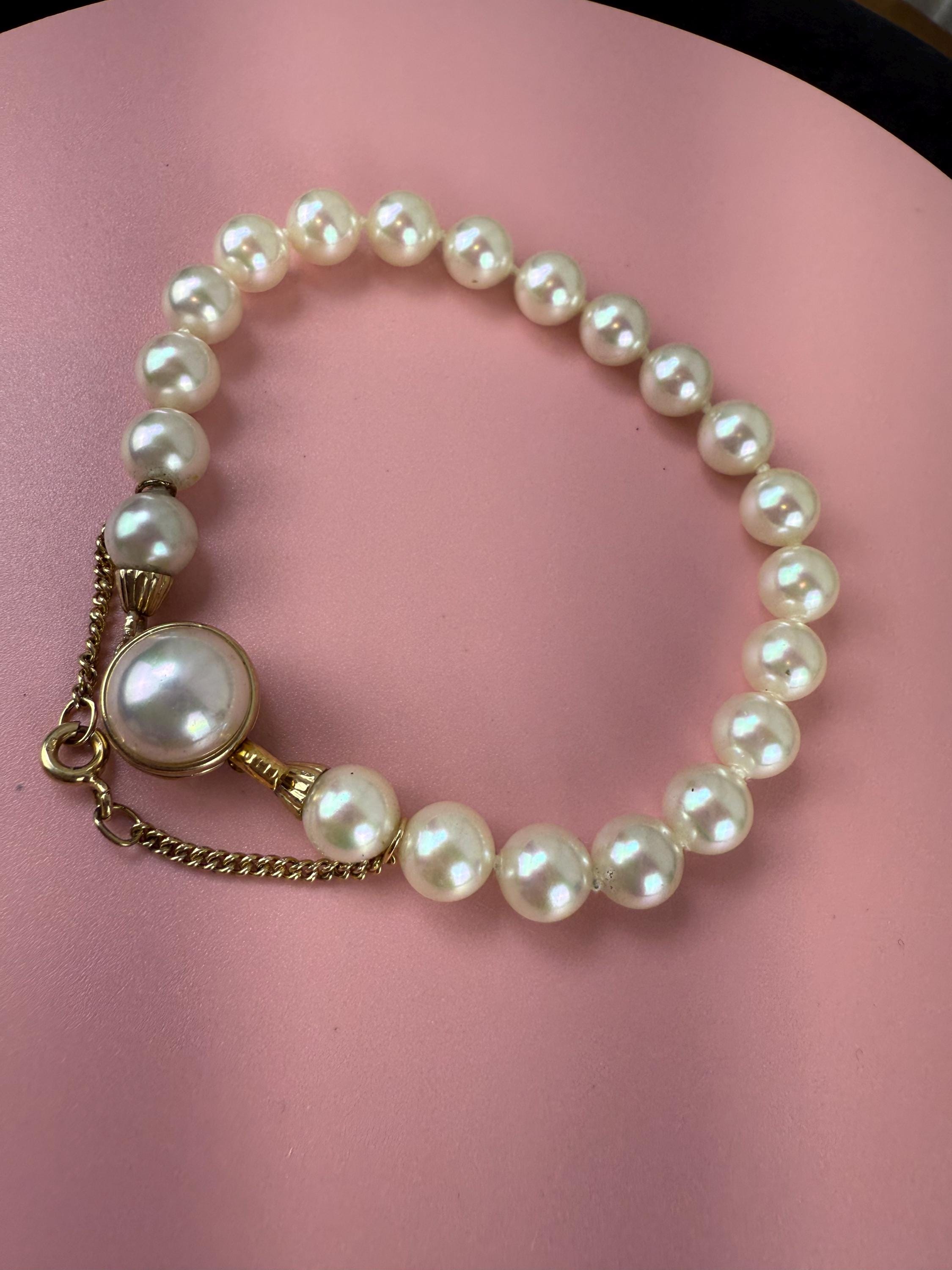 Vintage Majorica Pearl Bracelet-vermeil Sterling Silver Gold Wash