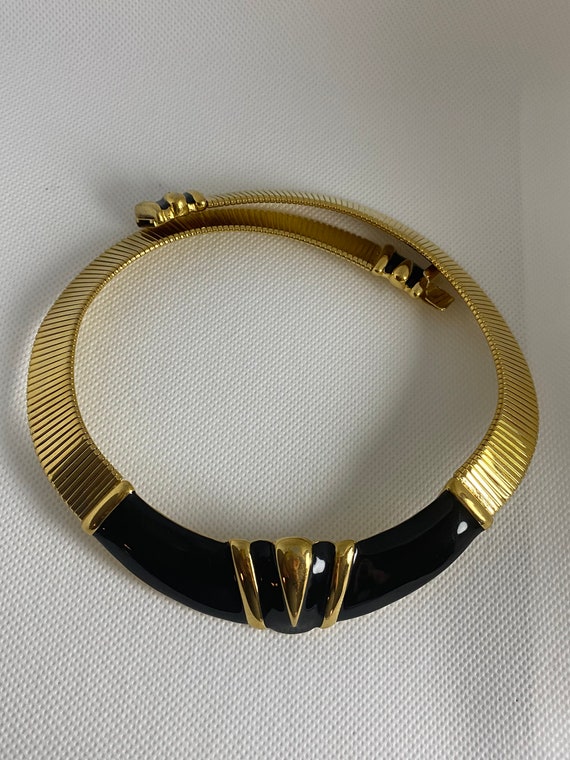 Monet Vintage Modernist Omega Choker Necklace-Bla… - image 5