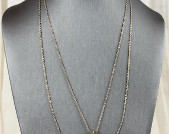 Antique Pocket Watch Fob Chain Seed Pearl Necklace B&B Gold Filled 50”