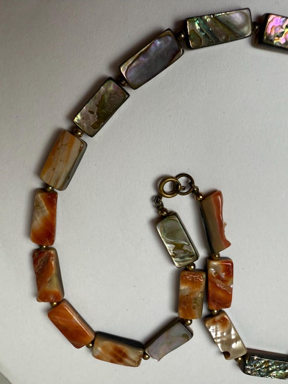 Vintage Abalone Shell-Rectangular Red Abalone Til… - image 7