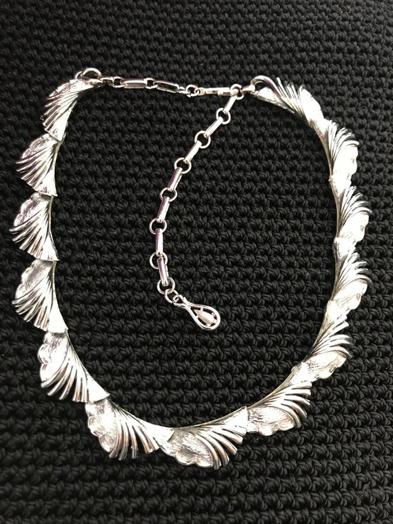 Vintage Coro Pegasus Collar Necklace-Silver Tone … - image 2