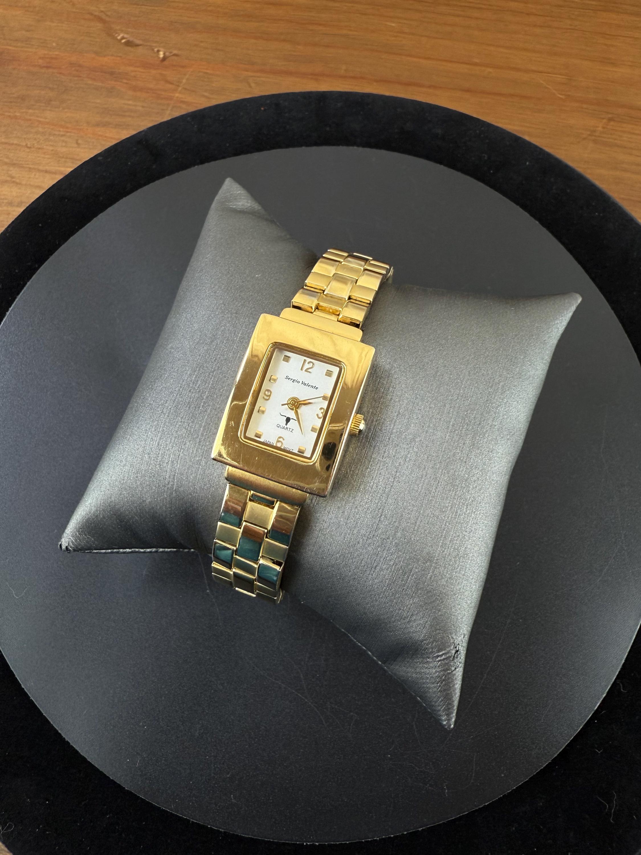 SERGIO ll • Vintage Diamond Watch Black Leather Band New Battery Ready To Wear Bulova Curv Watch Defective Strap Issue and Poor Customer  main image 2