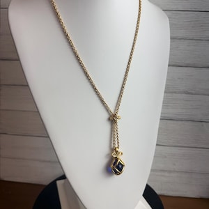 Joan Rivers Blue Glass Convertible Pendant Slide Necklace