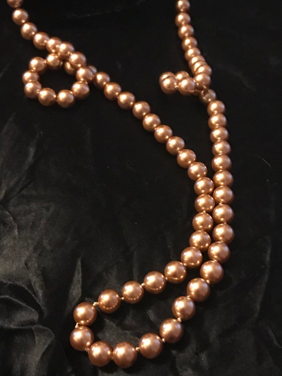 Vintage Glass Pearl Necklace-Hand Knotted Simulat… - image 5