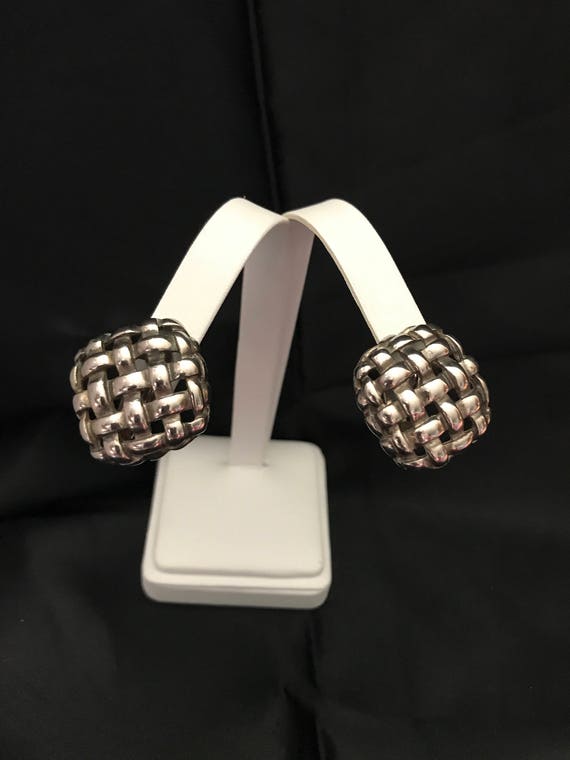 Vintage Givenchy Shiny Silver Tone Basketweare Ope