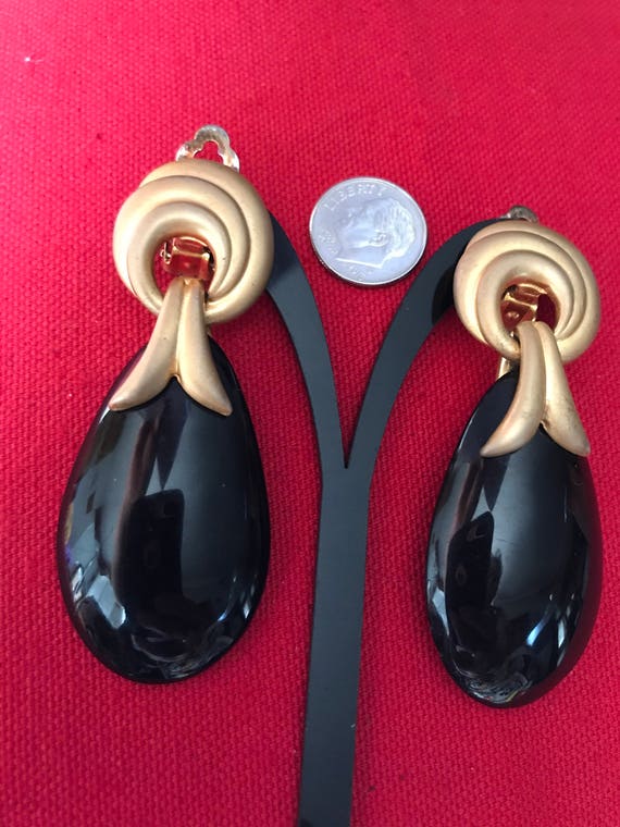 Vintage Gold Matte & Black Tear Drop Bold Stateme… - image 3