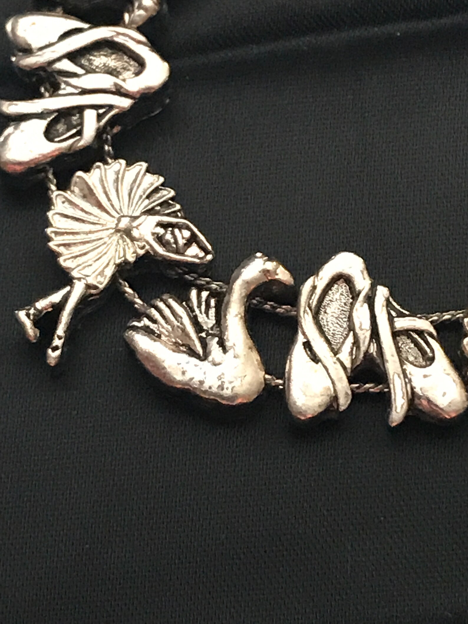 vintage swan lake ballerina charm slide bracelet-ballet sean lake theme bracelet