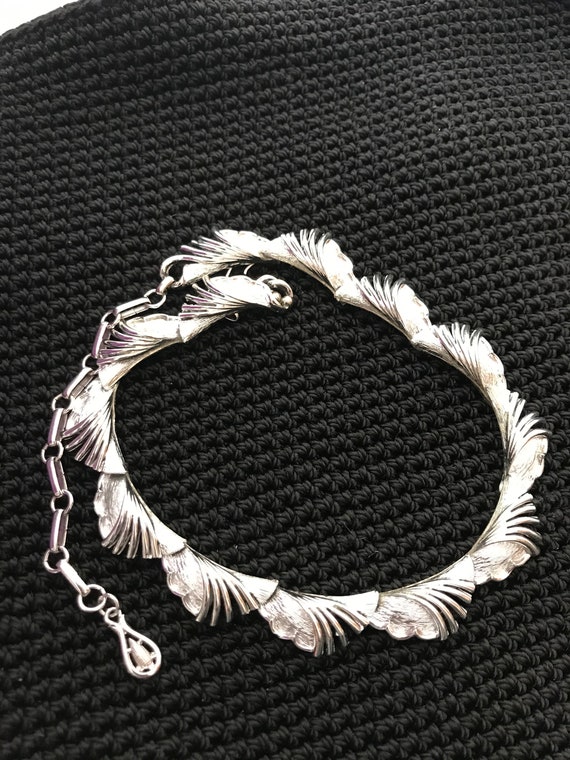 Vintage Coro Pegasus Collar Necklace-Silver Tone … - image 7