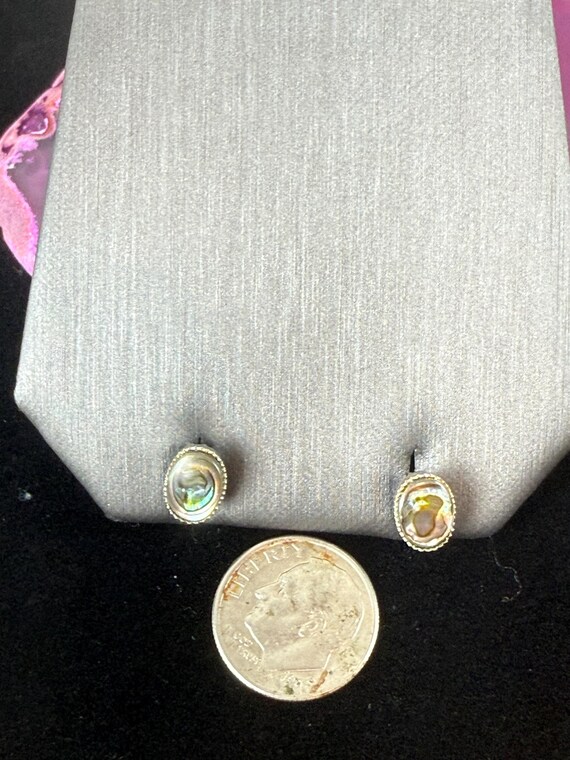 Tiny Abalone Shell Stud Earrings – Vintage Irides… - image 5