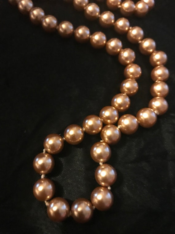 Vintage Glass Pearl Necklace-Hand Knotted Simulat… - image 2