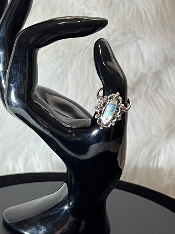 Vintage Abalone Adjustable Ring-Abalone Paua Shel… - image 4