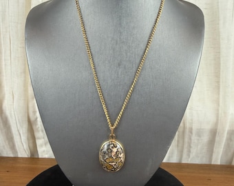 Vintage PPC Leopard Skin Jasper Pendant Necklace 18”, 14K Gold Filled, Princess Pride Creations