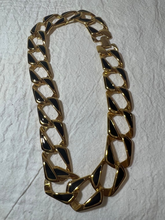 Vintage Napier Gold Tone Black Enamel Necklaces P… - image 2