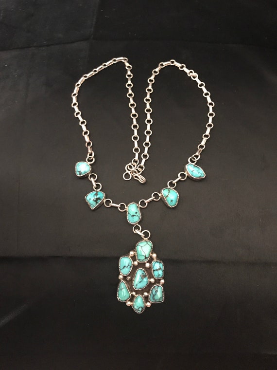 Rose Draper Vintage Navajo Native American Turquoise Sterling Silver Necklace Rose Draper Vintage Navajo Native American Turquoise Sterling Silver Necklace
