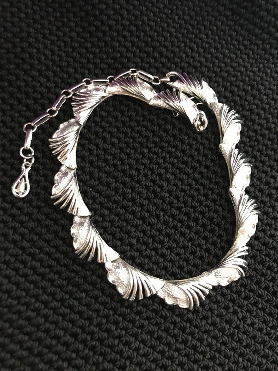 Vintage Coro Pegasus Collar Necklace-Silver Tone … - image 6