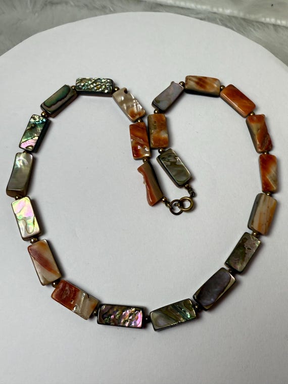 Vintage Abalone Shell-Rectangular Red Abalone Til… - image 5