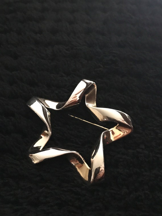 Polished Gold Tone Star Pin Brooch Vintage From 19