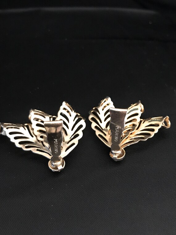 Boucles D'oreilles Clips Vintage Signées MARINO - Ronde Vieil Or 17 - Occasion Parfait état